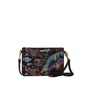 EMBROIDERED DRAGONS CROSSOVER CLUTCH