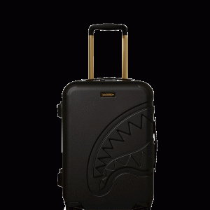 REALITY CHECK SHARKNAUTICS HARDSHELL CARRY-ON JETBLACK LUGGAGE (GOLD HARDWARE)